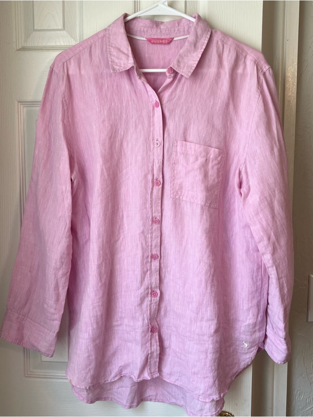 Joules Light Pink Linen Button-Down Shirt